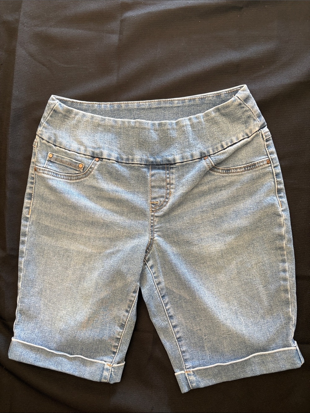 Natural Reflections Light Blue Rolled Cuff Bermuda Jean Shorts